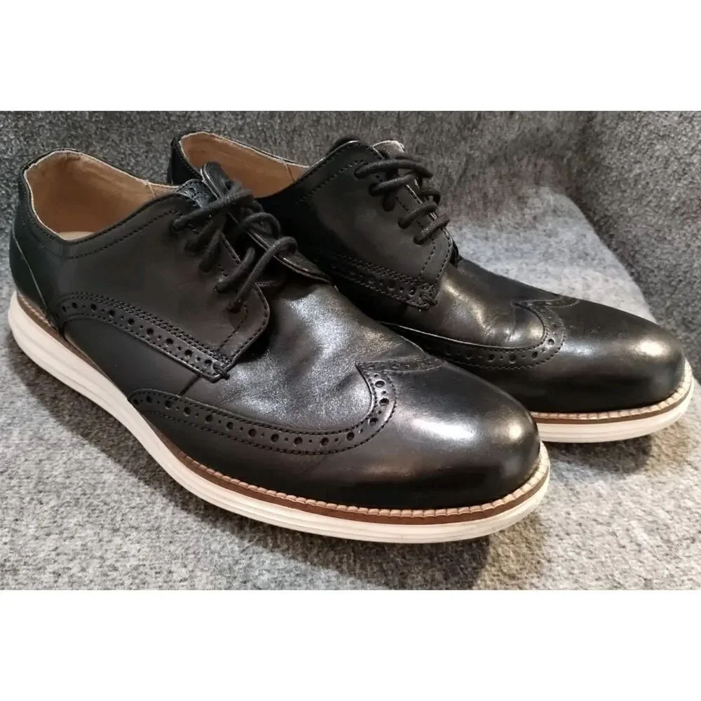Cole Haan Original Grand Wingtip Oxford Mens US 10 M Black Leather Shoes C26469